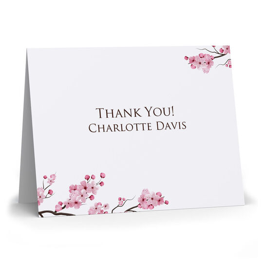 Cherry Blossoms Thank You Foldover Note Cards